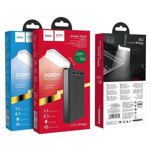 Повербанк Power Bank Hoco J62 Jove Table Lamp 30000mAh черный 093236 фото