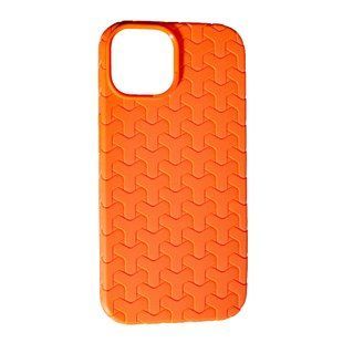 Чохол силіконовий Leather Case Weaving для iPhone 15 жовтогарячий 092407 фото