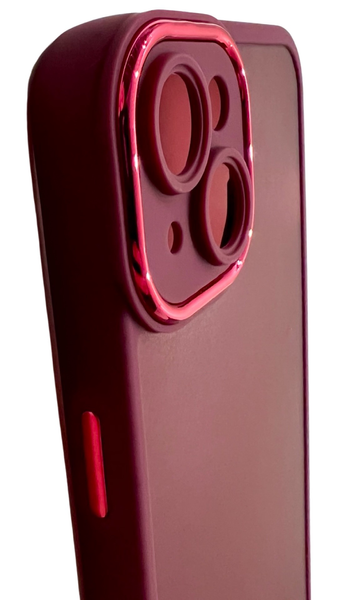 TPU чохол Luxury Metal Lens на iPhone 14 Pro Max (на айфон 14 про макс) бордовий 086421 фото