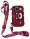 Силіконовий 3D чохол Bear lotso для iPhone 15 Pro Max / бургунді (з ремінцем) 098945 фото 1