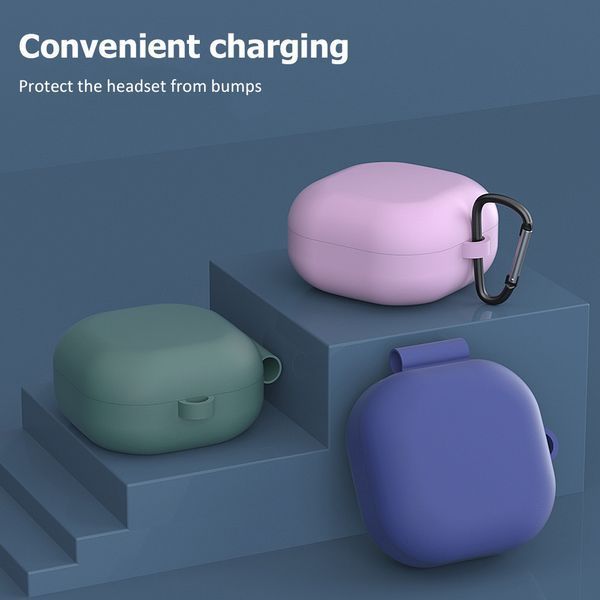 Силіконовий чохол із карабіном для Samsung Galaxy Buds 2 Pro light purple 89651 фото