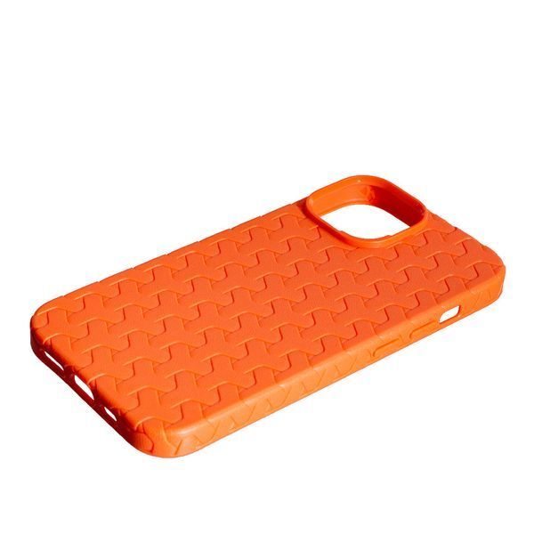 Чохол силіконовий Leather Case Weaving для iPhone 15 жовтогарячий 092407 фото