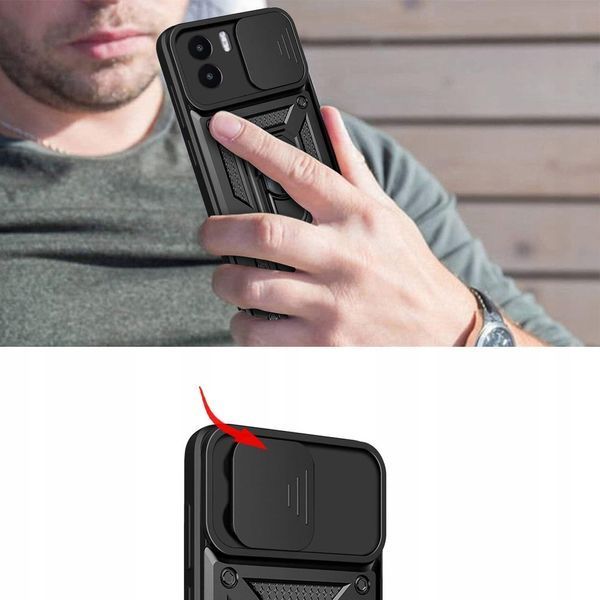PC + TPU чехол Camshield armor для Motorola E22 / черный 89397 фото