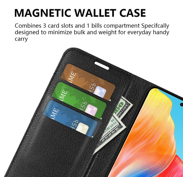 Чехол книжка Lichee для OPPO A98 5G черный 089899 фото