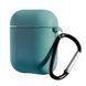 Силіконовий чохол із карабіном для AirPods 1/2 (with fibra) Green 096970 фото 1