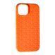 Чохол силіконовий Leather Case Weaving для iPhone 15 жовтогарячий 092407 фото 1