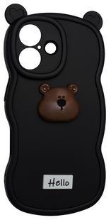Силіконовий 3D чохол Hello Bear для iPhone 16 / black 202479 фото