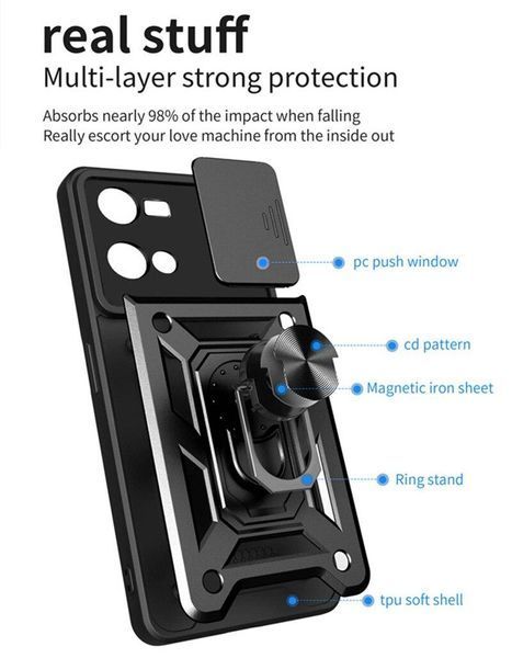 PC + TPU чохол Camshield armor для Tecno Pop 7 Pro / сріблястий 095104 фото