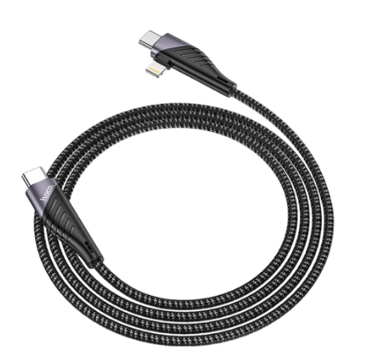 USB кабель HOCO U95 Freeway Type-C to Type-C/Lightning (3A, 20W, 1.2m) чорний 87226 фото