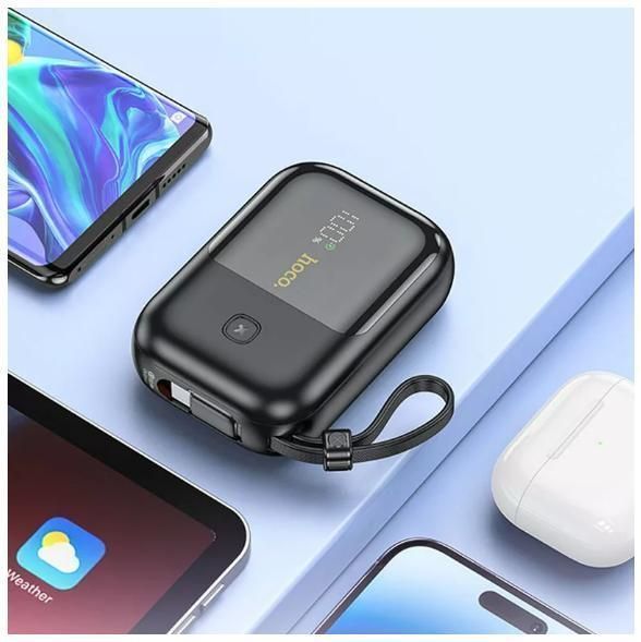 Повербанк Power Bank з вбудованими кабелями Hoco Q20 10000 mAh (кабелі Type-C і Lightning/роз'єм Type-C) 096185 фото