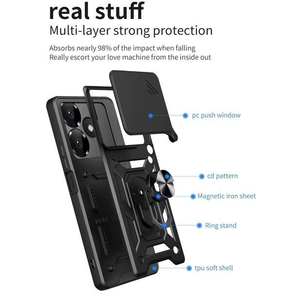 PC + TPU чехол Camshield Armor для Realme GT 6 / красный 201847 фото