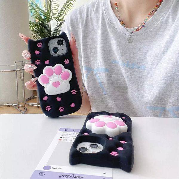 Силіконовий 3D чохол Paw love для iPhone 15 Pro Max / чорний 098948 фото