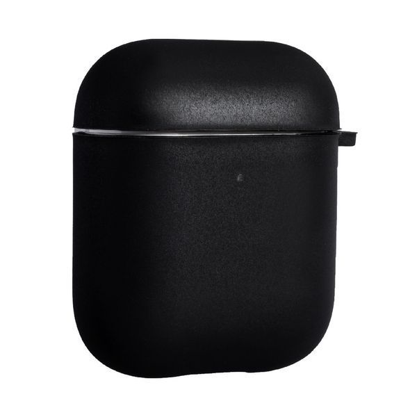 Силиконовый чехол с карабином для AirPods 1/2 (with fibra) Black 096971 фото