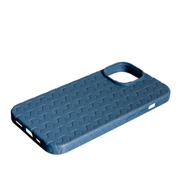 Чохол силіконовий Leather Case Weaving для iPhone 15 синій 092408 фото