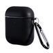 Силиконовый чехол с карабином для AirPods 1/2 (with fibra) Black 096971 фото 1