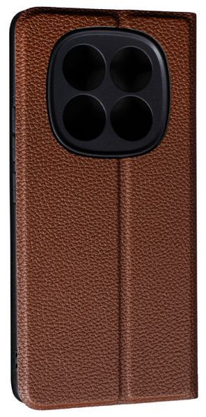 Шкіряний чохол-книжка Fibra case на Xiaomi Redmi Note 14 Pro (4G) / коричневий 203011 фото