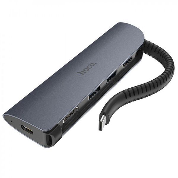 HUB переходник Hoco HB13 EasyLink (Type-C to USB3.0*3+HDMI+PD) 80572 фото