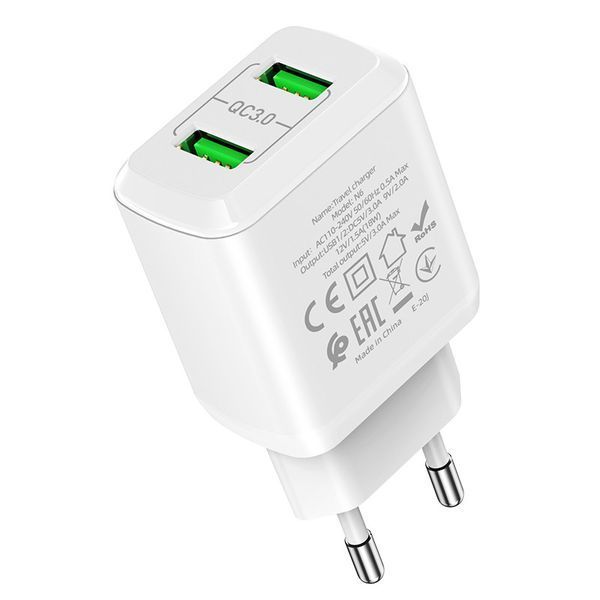 СЗУ Hoco N6 Home Charger Charmer dual port QC3.0 charge белый 90348 фото