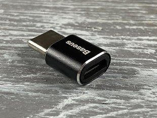 USB переходник Baseus micro USB Type-C to USB черный 83450 фото