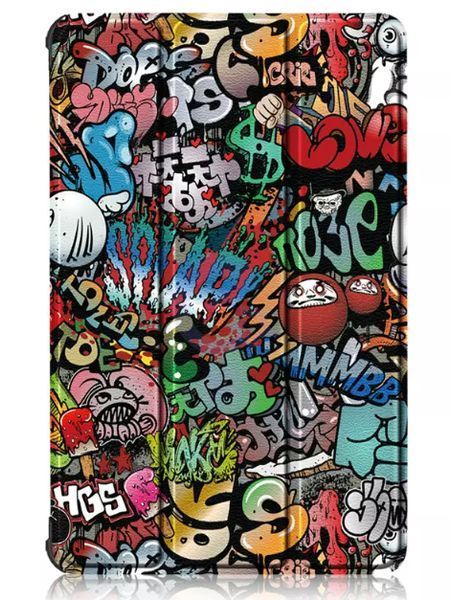 Кожаный чехол книжка Crazy Horse для Lenovo Tab K10 graffiti 093845 фото