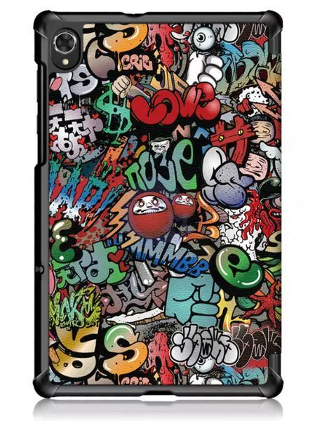 Кожаный чехол книжка Crazy Horse для Lenovo Tab K10 graffiti 093845 фото