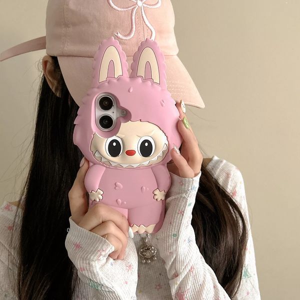 Гумовий 3D чохол Labubu Toy для iPhone 11/рожевий 099540 фото