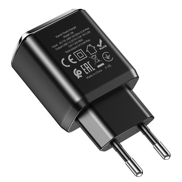 СЗУ Hoco N6 Home Charger Charmer dual port QC3.0 charge чорний 90349 фото