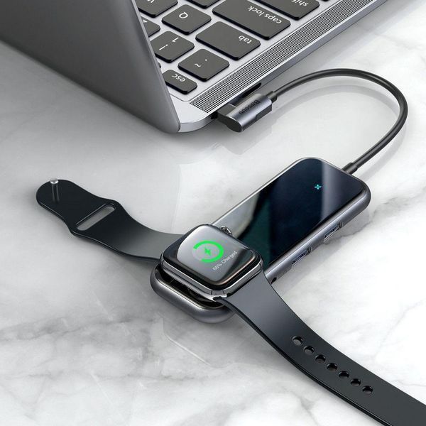 HUB переходник Baseus Superlative Multifunctional (Type-C to 2 x USB3.0 + HDMI + Audio + PD + iWatch) 80573 фото