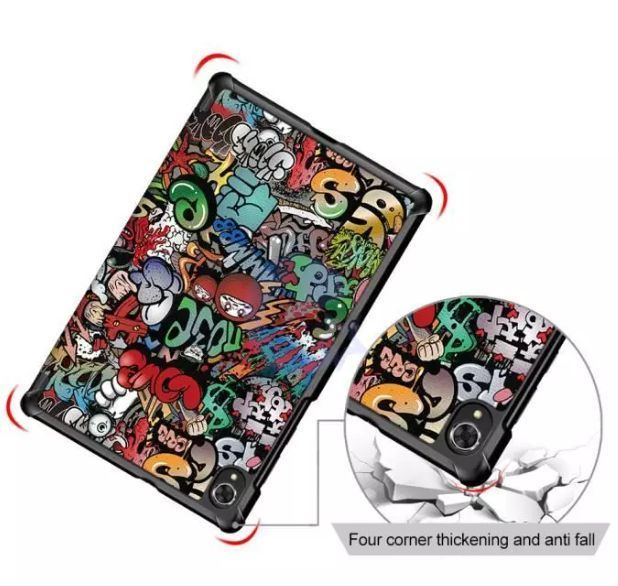 Кожаный чехол книжка Crazy Horse для Lenovo Tab K10 graffiti 093845 фото