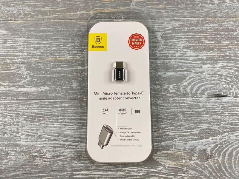 USB переходник Baseus micro USB Type-C to USB черный 83450 фото