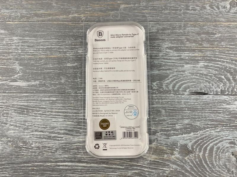 USB переходник Baseus micro USB Type-C to USB черный 83450 фото