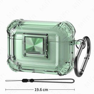 Чехол Transparent with lock для AirPods Pro 2 зеленый с зеленым замком 090232 фото