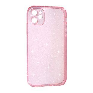 Чехол силиконовый Clear Shine для Apple iPhone 12 с блестками розовый 094493 фото