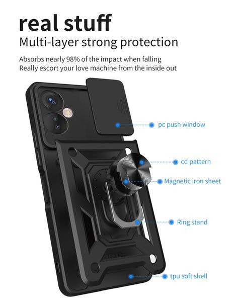 PC + TPU чехол Camshield armor для Tecno Camon 19 Neo / синий 089250 фото