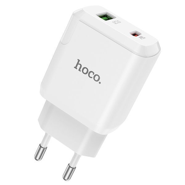 СЗУ Hoco N5 Home Charger Favor dual port PD20W+QC3.0 charger білий 90350 фото