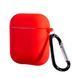 Силіконовий чохол із карабіном для AirPods 1/2 (with fibra) Red 096974 фото 1