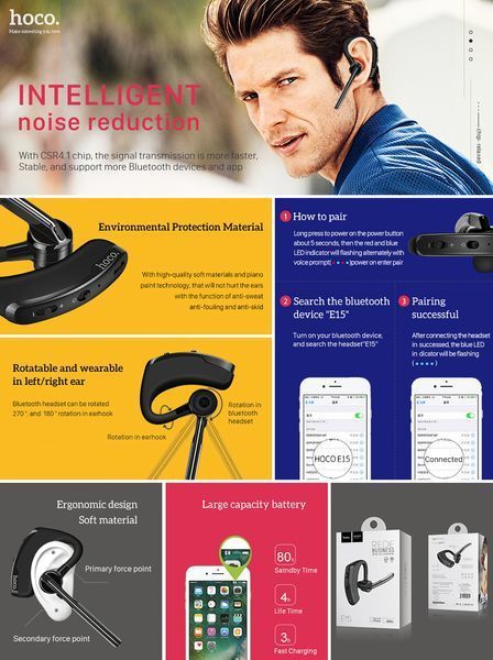 Bluetooth гарнітура Hoco E15 51610 фото