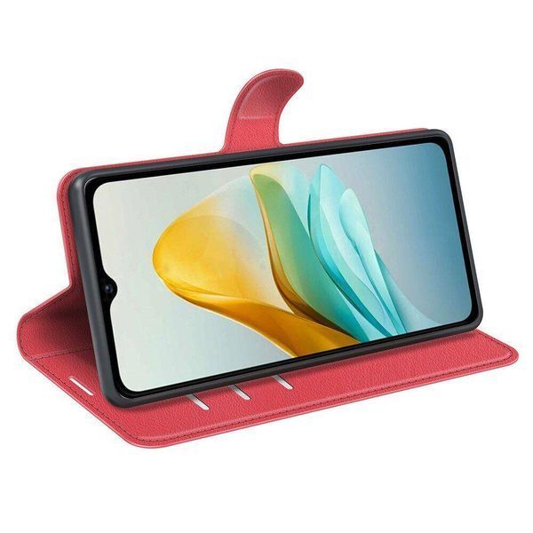 Кожаный чехол книжка Lichee для ZTE blade A53 красный 093053 фото