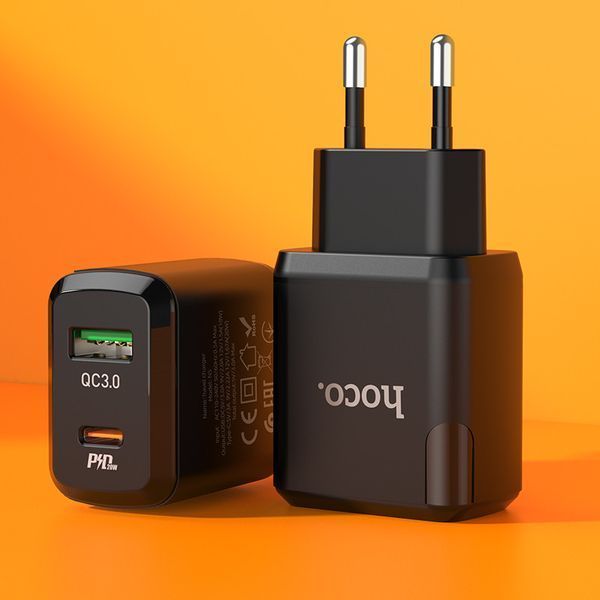 Hoco N5 Home Charger Favor dual port PD20W+QC3.0 charger чорний 90351 фото