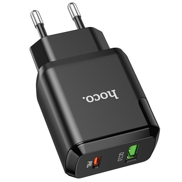 Hoco N5 Home Charger Favor dual port PD20W+QC3.0 charger чорний 90351 фото