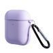 Силіконовий чохол із карабіном для AirPods 1/2 (with fibra) Purple 096975 фото 1