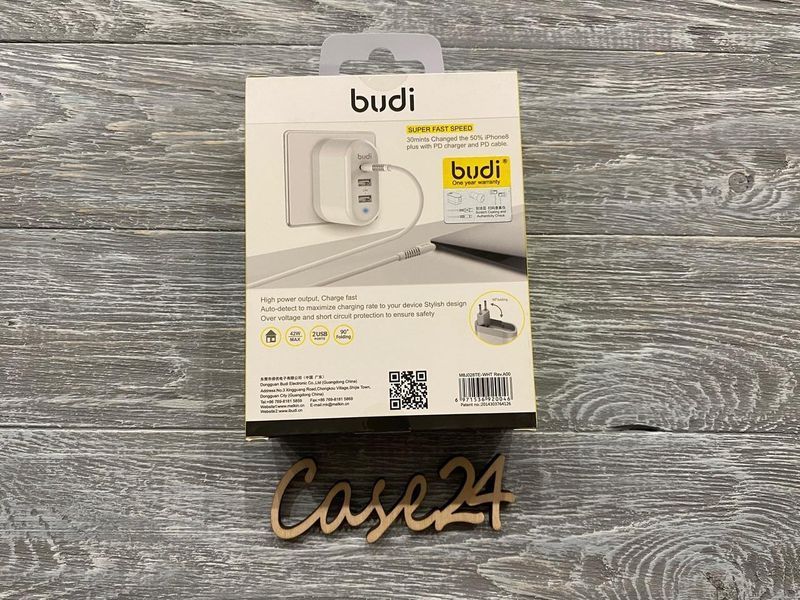 Мережевий зарядний пристрій Budi з кабелем Type-C і 2 USB порту 81652 фото