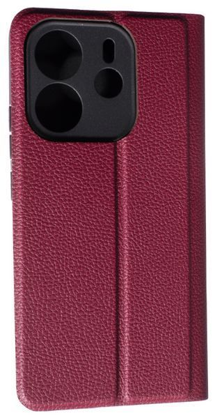 Шкіряний чохол-книжка Fibra case на Xiaomi Redmi Note 14 (4G) / бордовий 203035 фото