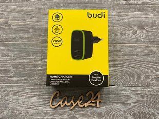 Мережевий зарядний пристрій Budi на 2 USB порту (12w, 2.4 A) чорний 81653 фото