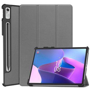 Кожаный чехол книжка Crazy Horse для Lenovo Tab P11 Pro 2nd Gen серый 093977 фото