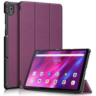 Кожаный чехол книжка Crazy Horse для Lenovo Tab K10 баклажановый 093848 фото