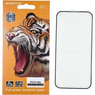 Защитное стекло Borofone на iPhone 14 Pro Max (на айфон 14 про макс) черный 087783 фото