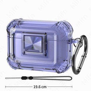 Чехол Transparent with lock для AirPods Pro 2 синий с синим замком 090234 фото