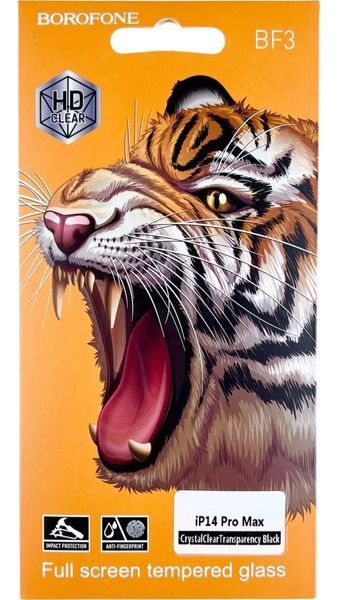 Защитное стекло Borofone на iPhone 14 Pro Max (на айфон 14 про макс) черный 087783 фото