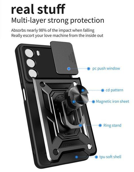 PC + TPU чохол Camshield armor для Motorola G51 / синій 89403 фото